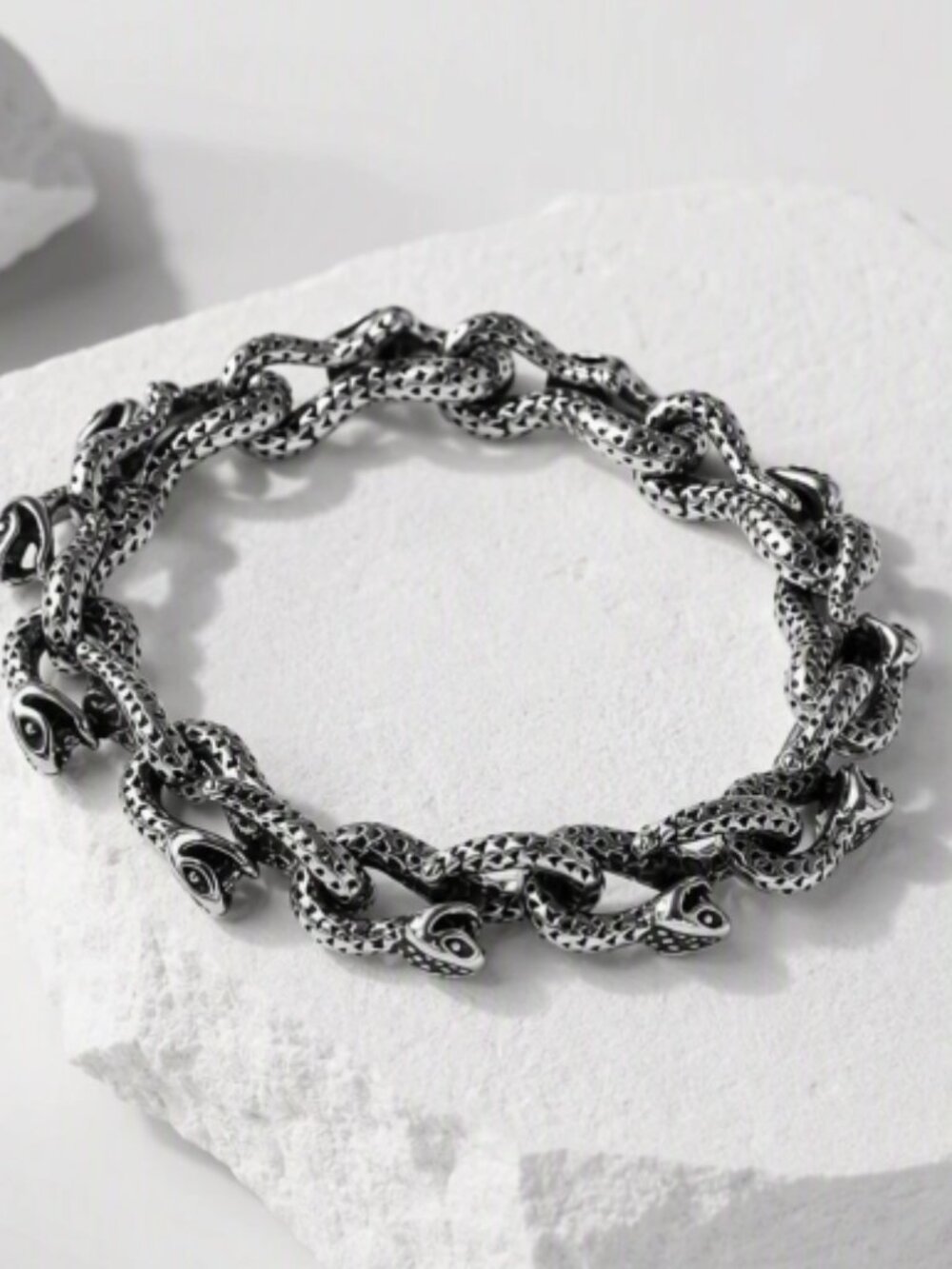 Gothic Snake Head Chunky Chain Bracelet